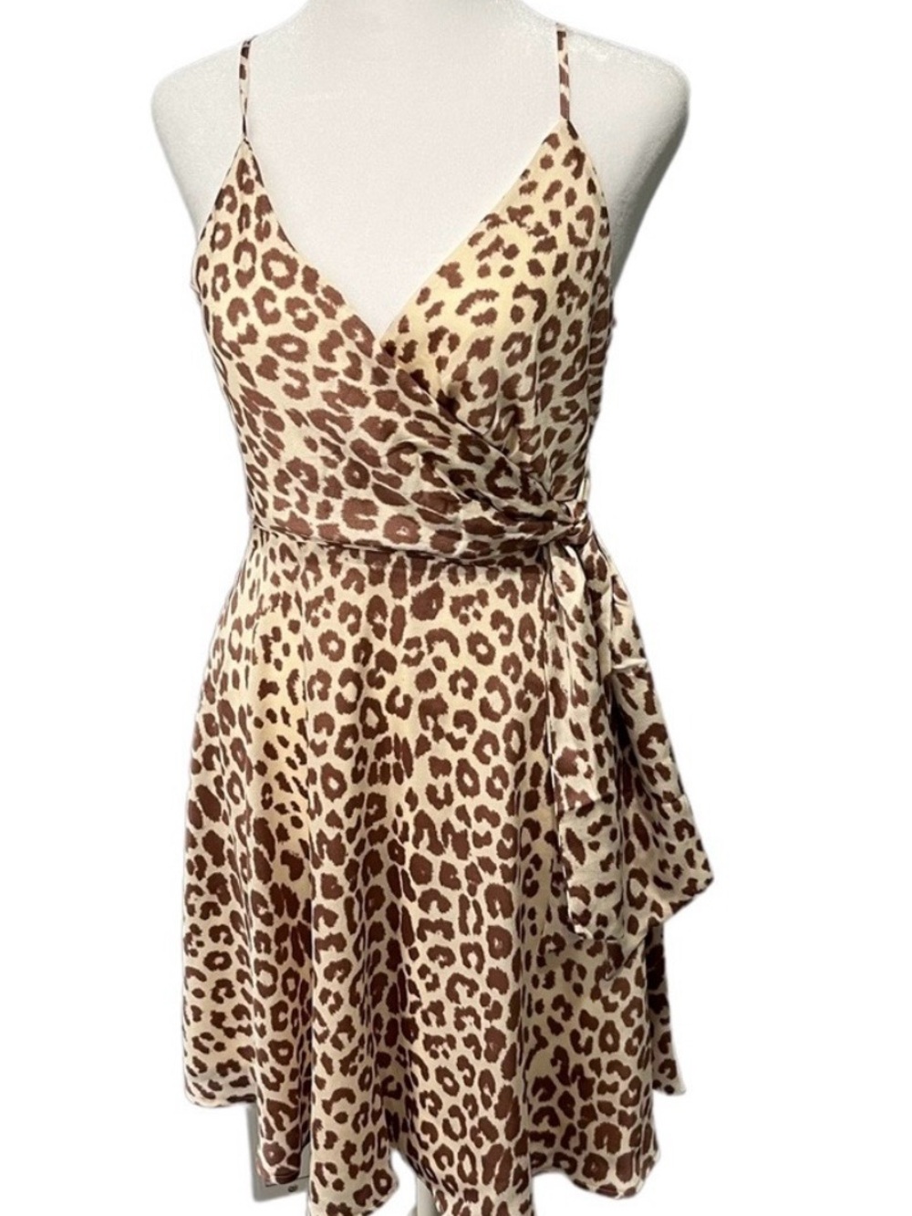 Express Leopard Print Wrap Mini Dress S NWT